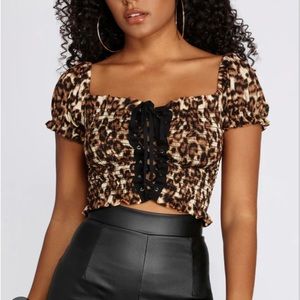 Cheetah crop top shirt